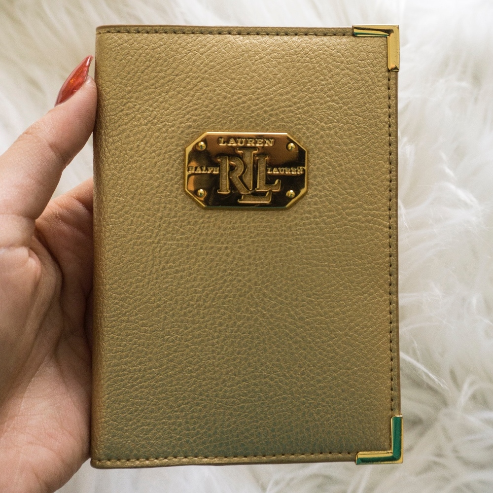 Gold Leather Ralph Lauren Wallet Holder